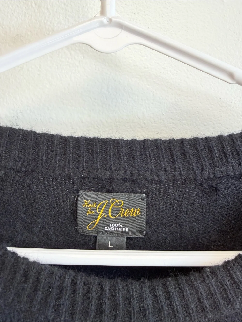 J. Crew 100% Cashmere Black Cable Knit Crewneck Sweater Large AZ972